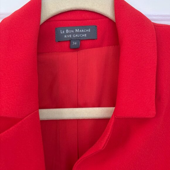 LE BON MARCHE River Gauche RED CREPE BLAZER Size 34 - Picture 3 of 4